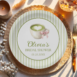 Green Matcha Latte Bridal Shower Papieren Bordje