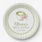 Green Matcha Latte Bridal Shower Papieren Bordje (Voorkant)