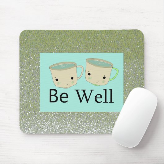Green Matcha Tea Faux Glitter Be well Mousepad Muismat (Met muis)