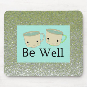 Green Matcha Tea Faux Glitter Be well Mousepad Muismat