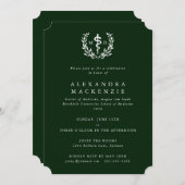 Green MD Asclepius + Laurel Wreated Afstuderen Kaart (Voorkant / Achterkant)