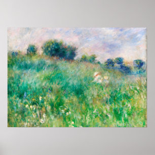 Green Meadow door Renoir Impressionist Painting Poster
