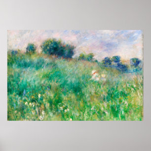 Green Meadow door Renoir Impressionist Painting Poster