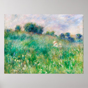 Green Meadow door Renoir Impressionist Painting Poster