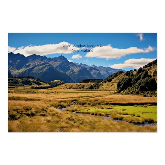 Green Meadow Mountain / AI gegenereerd, Perfect Poster (Voorkant)