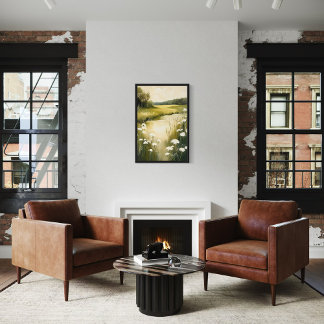 Green Meadow – Serene Wildflower Landschap Poster