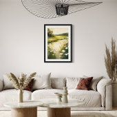 Green Meadow – Serene Wildflower Landschap Poster