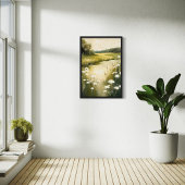 Green Meadow – Serene Wildflower Landschap Poster