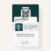 Green |  medewerker ID Bedrijfsbeveiliging Badge (Achterkant)