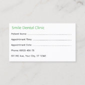 Green Medical Dental Appointment Card Afsprakenkaartje (Voorkant)
