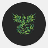 Green Medieval Dragon Fantasy Mythische kunst Mann Ronde Sticker (Voorkant)