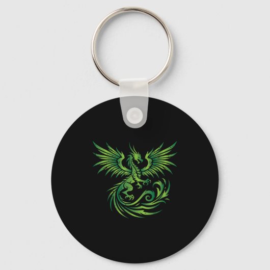 Green Medieval Dragon Fantasy Mythische kunst Mann Sleutelhanger (Voorkant)