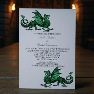 Green Medieval Dragon Wedding Uitnodigen Kaart