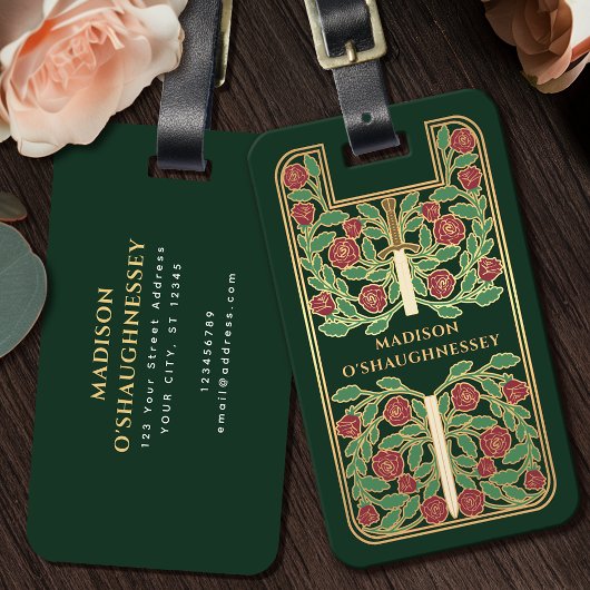 Green Medieval Fantasy  zwaardnaam Bagagelabel