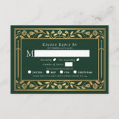 Green Medieval Sword Wedding RSVP Enclosure Kaart (Voorkant)