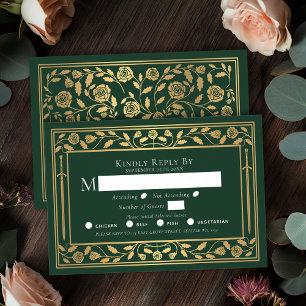 Green Medieval Sword Wedding RSVP Enclosure Kaart