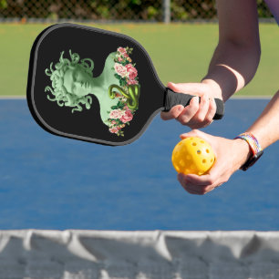 Green Medusa Gorgon Griekse mythologie Pink Floral Pickleball Paddle