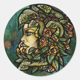 Green Medusa Snakes Roos Gorgon Ronde Sticker