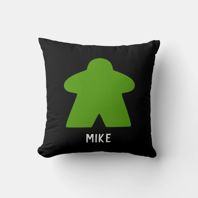 Green Meeple Pillow | Aangepaste tekst | One/Patte Kussen (Voorkant)