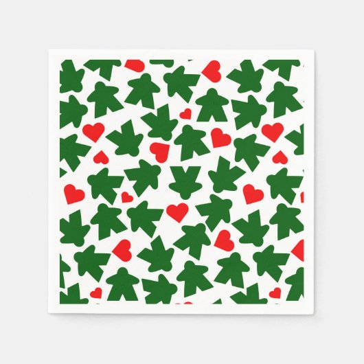 Green Meeple with Red Heart Servet (Voorkant)