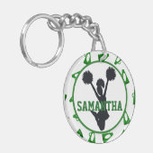 Green Megaphone en Cheerleader Persoonlijke foto Sleutelhanger (Voorkant Links)