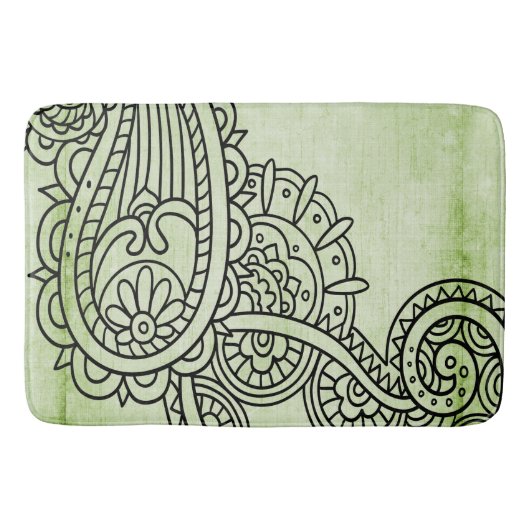 Green Mehndi Motif Bath Mat (Voorkant)