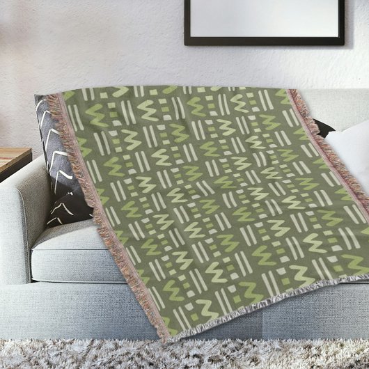 Green Memphis Pattern Throw Blanket Deken