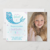 Green Mermaid Birthday Uitnodiging (Voorkant)