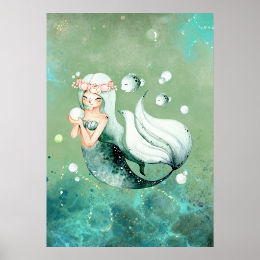 Green Mermaid Poster (Voorkant)