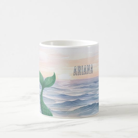 Green Mermaid Tail Ocean Sunset Koffiemok (Center)