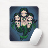 "Green Mermaid Triplets" Mousepad Muismat (Met muis)