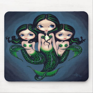 "Green Mermaid Triplets" Mousepad Muismat