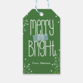 Green Merry and Bright Christmas Gift Label Cadeaulabel (Voorkant)