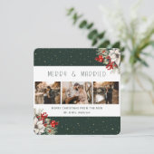 Green Merry and Married Botanical Christmas Card Feestdagenkaart (Staand voorkant)