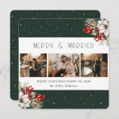 Green Merry and Married Botanical Christmas Card Feestdagenkaart (Voorkant / Achterkant)