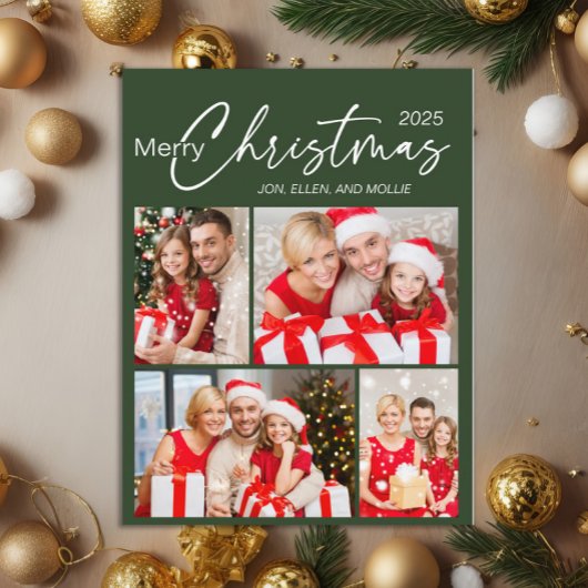 Green Merry Christmas 4 Foto Vakantie Briefkaart