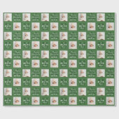 Green Merry Christmas Calligraphy Family 2 photo Cadeaupapier (Vlak)