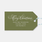 Green Merry Christmas Calligraphy Script  Cadeaulabel (Voorkant (Horizontaal))