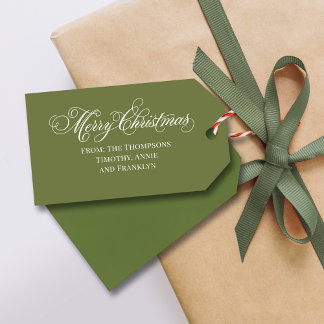 Green Merry Christmas Calligraphy Script Cadeaulabel