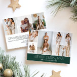 GREEN Merry Christmas chic 9 Collage Multi Photo  Feestdagenkaart<br><div class="desc">Share your family’s highlights with this year-in-review Christmas card featuring a simple, minimal, and clean design. The front includes a modern 6-photo collage paired with the festive greeting “Merry Christmas” in an elegant serif font over a classic festive green color, with space to personalize your family name or the year....</div>