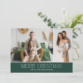 GREEN MERRY Christmas Elegant 2 Photo message Feestdagenkaart (Staand voorkant)