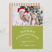 GREEN MERRY CHRISTMAS FOTO-KAART FEESTDAGENKAART (Voorkant / Achterkant)