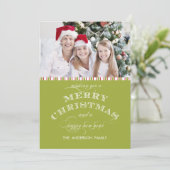 GREEN MERRY CHRISTMAS FOTO-KAART FEESTDAGENKAART (Staand voorkant)