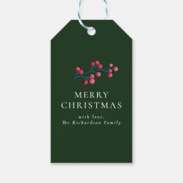 Green Merry Christmas Gepersonaliseerde Familie Cadeaulabel