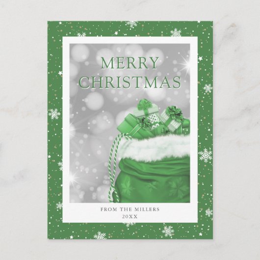 Green Merry Christmas Holiday Briefkaart (Voorkant)
