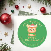 Green Merry Christmas Holiday Cookie Reindeer Ronde Sticker