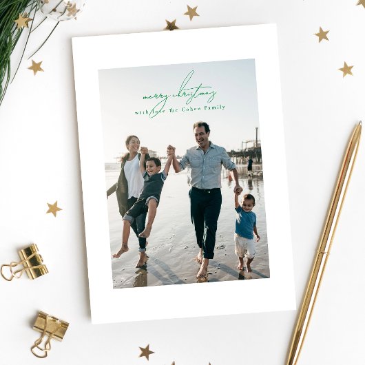 Green Merry Christmas Kalligrafie Foto lijst Feestdagenkaart