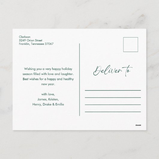 Green Merry Christmas Kalligrafie Script 3 Foto Feestdagenkaart (Achterkant)