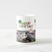 Green Merry Christmas Opossum Porselein Kop (Voorkant)
