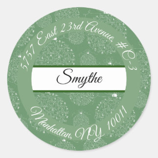Green Merry Christmas Ornament Retouradres - Ronde Sticker